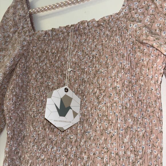 Paper Crane Floral‎ Dress Sz S Fairy Ethereal Dainty Mini NWT Milkmaid Smocked - Picture 3 of 8